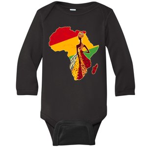 Stylish African Woman In Traditional Clothes Colors Baby Long Sleeve Bodysuit