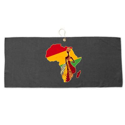 Stylish African Woman In Traditional Clothes Colors Large Microfiber Waffle Golf Towel