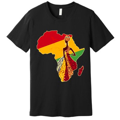 Stylish African Woman In Traditional Clothes Colors Premium T-Shirt