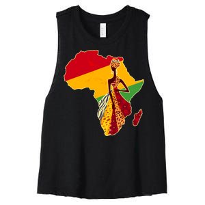 Stylish African Woman In Traditional Clothes Colors Women's Racerback Cropped Tank