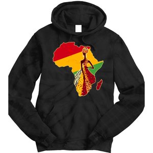 Stylish African Woman In Traditional Clothes Colors Tie Dye Hoodie