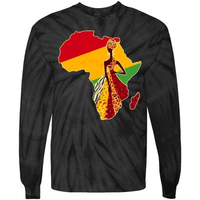 Stylish African Woman In Traditional Clothes Colors Tie-Dye Long Sleeve Shirt