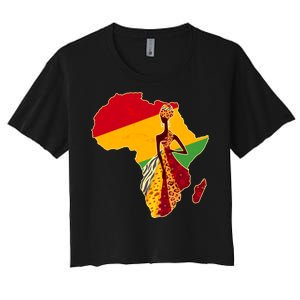 Stylish African Woman In Traditional Clothes Colors Women's Crop Top Tee