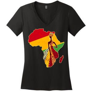 Stylish African Woman In Traditional Clothes Colors Women's V-Neck T-Shirt