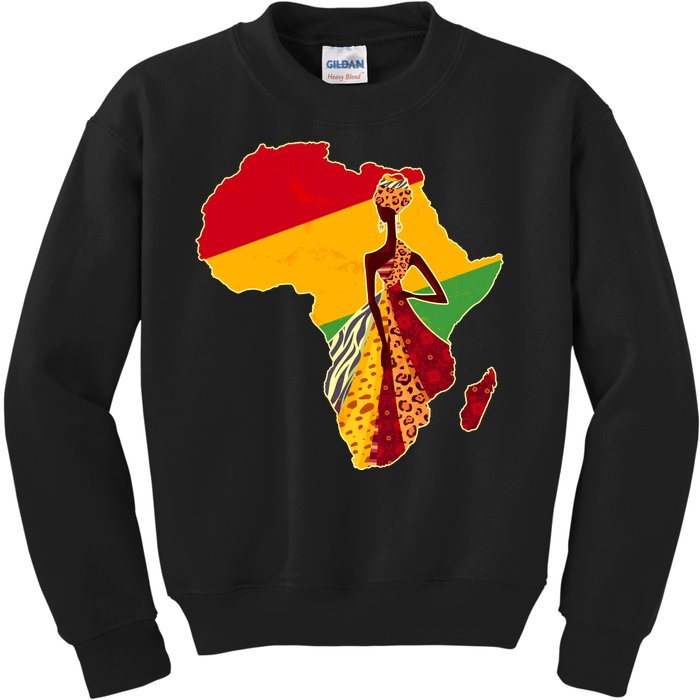 Stylish African Woman In Traditional Clothes Colors Kids Sweatshirt