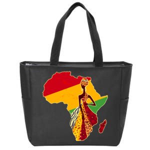 Stylish African Woman In Traditional Clothes Colors Zip Tote Bag