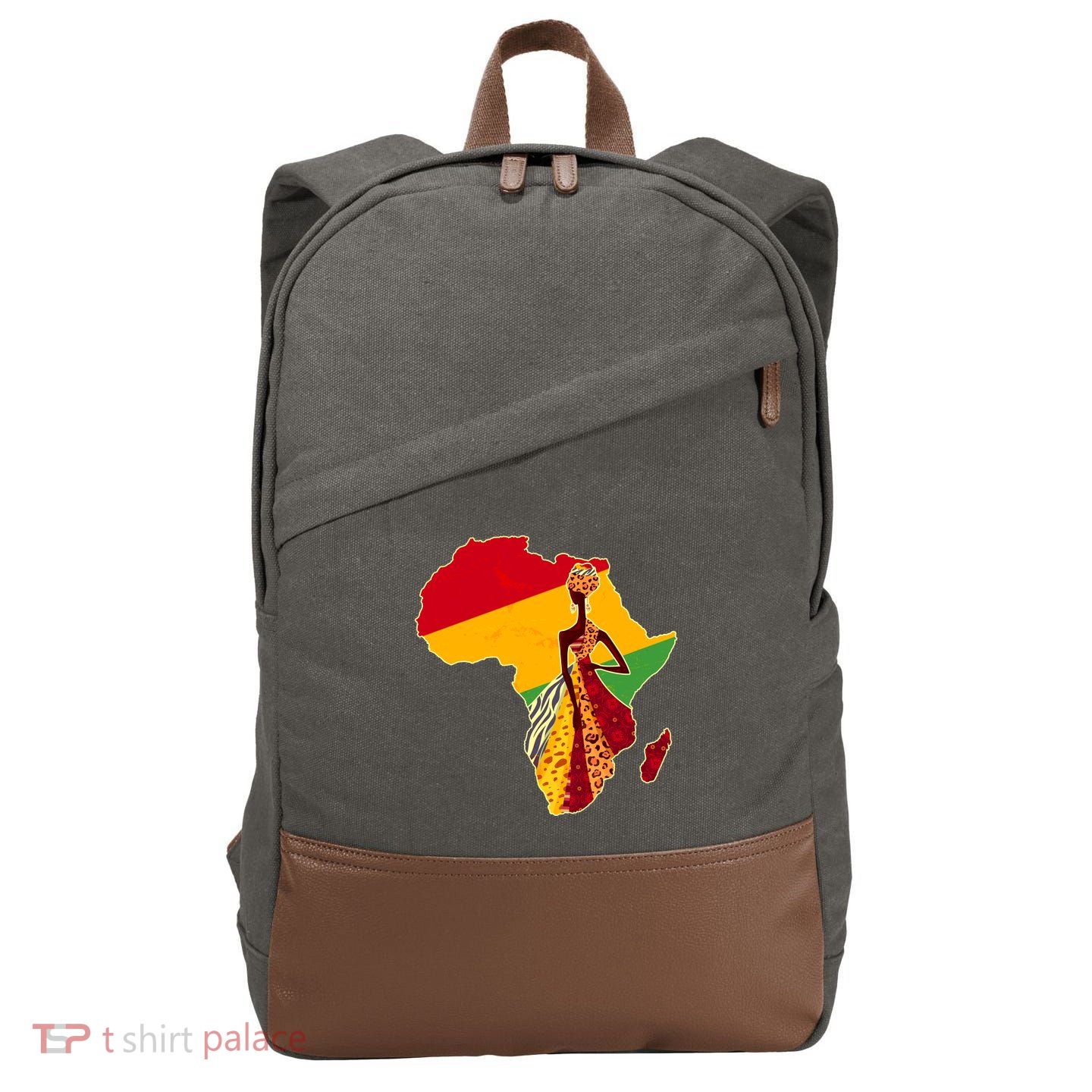 Stylish African Woman In Traditional Clothes Colors Cotton Canvas Backpack