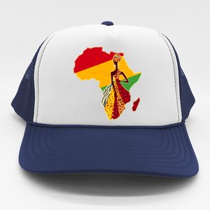 Stylish African Woman In Traditional Clothes Colors Trucker Hat