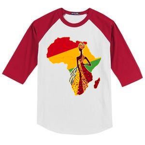 Stylish African Woman In Traditional Clothes Colors Kids Colorblock Raglan Jersey