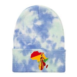 Stylish African Woman In Traditional Clothes Colors Tie Dye 12in Knit Beanie