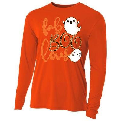 Stylish leopard Halloween Fab-BOO-lous Ghost Cooling Performance Long Sleeve Crew