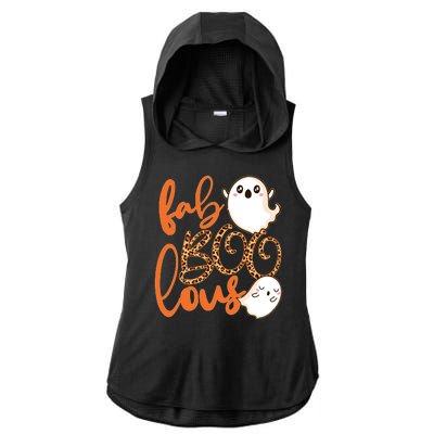 Stylish leopard Halloween Fab-BOO-lous Ghost Ladies PosiCharge Tri-Blend Wicking Draft Hoodie Tank