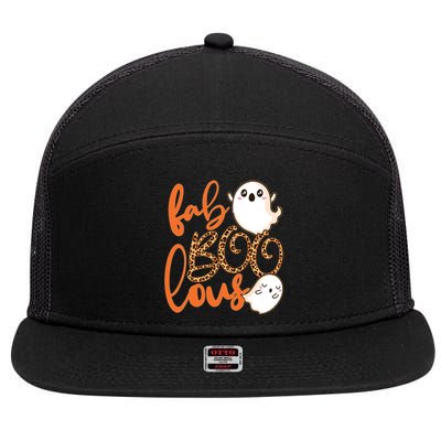 Stylish leopard Halloween Fab-BOO-lous Ghost 7 Panel Mesh Trucker Snapback Hat