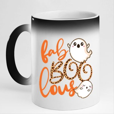 Stylish leopard Halloween Fab-BOO-lous Ghost 11oz Black Color Changing Mug