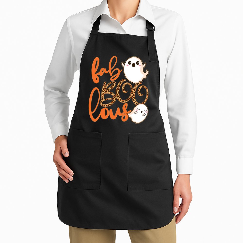Stylish leopard Halloween Fab-BOO-lous Ghost Apron