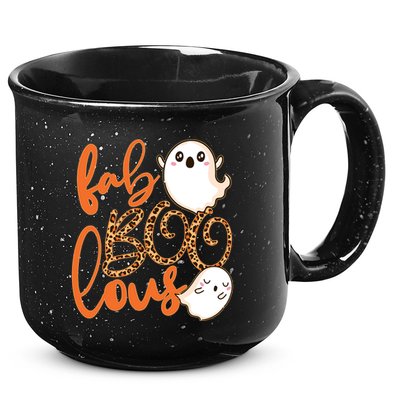 Stylish leopard Halloween Fab-BOO-lous Ghost 15oz Campfire Ceramic Mug