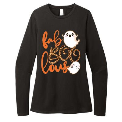 Stylish leopard Halloween Fab-BOO-lous Ghost Womens CVC Long Sleeve Shirt