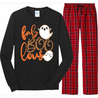 Stylish leopard Halloween Fab-BOO-lous Ghost Long Sleeve Pajama Set