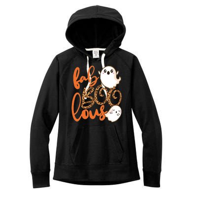 Stylish leopard Halloween Fab-BOO-lous Ghost Women's Fleece Hoodie