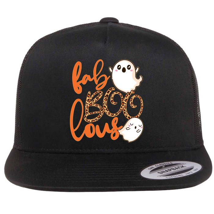 Stylish leopard Halloween Fab-BOO-lous Ghost Flat Bill Trucker Hat