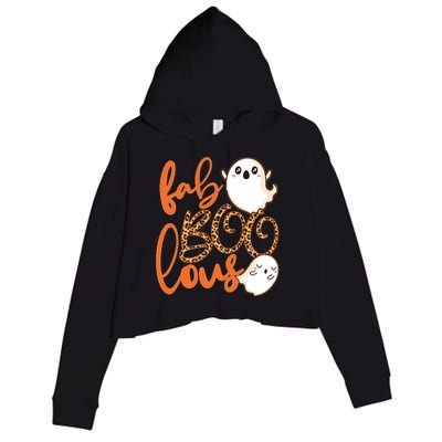 Stylish leopard Halloween Fab-BOO-lous Ghost Crop Fleece Hoodie