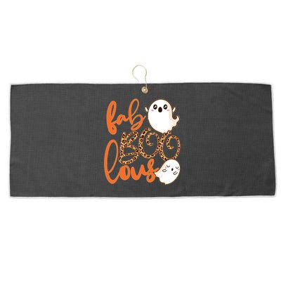 Stylish leopard Halloween Fab-BOO-lous Ghost Large Microfiber Waffle Golf Towel