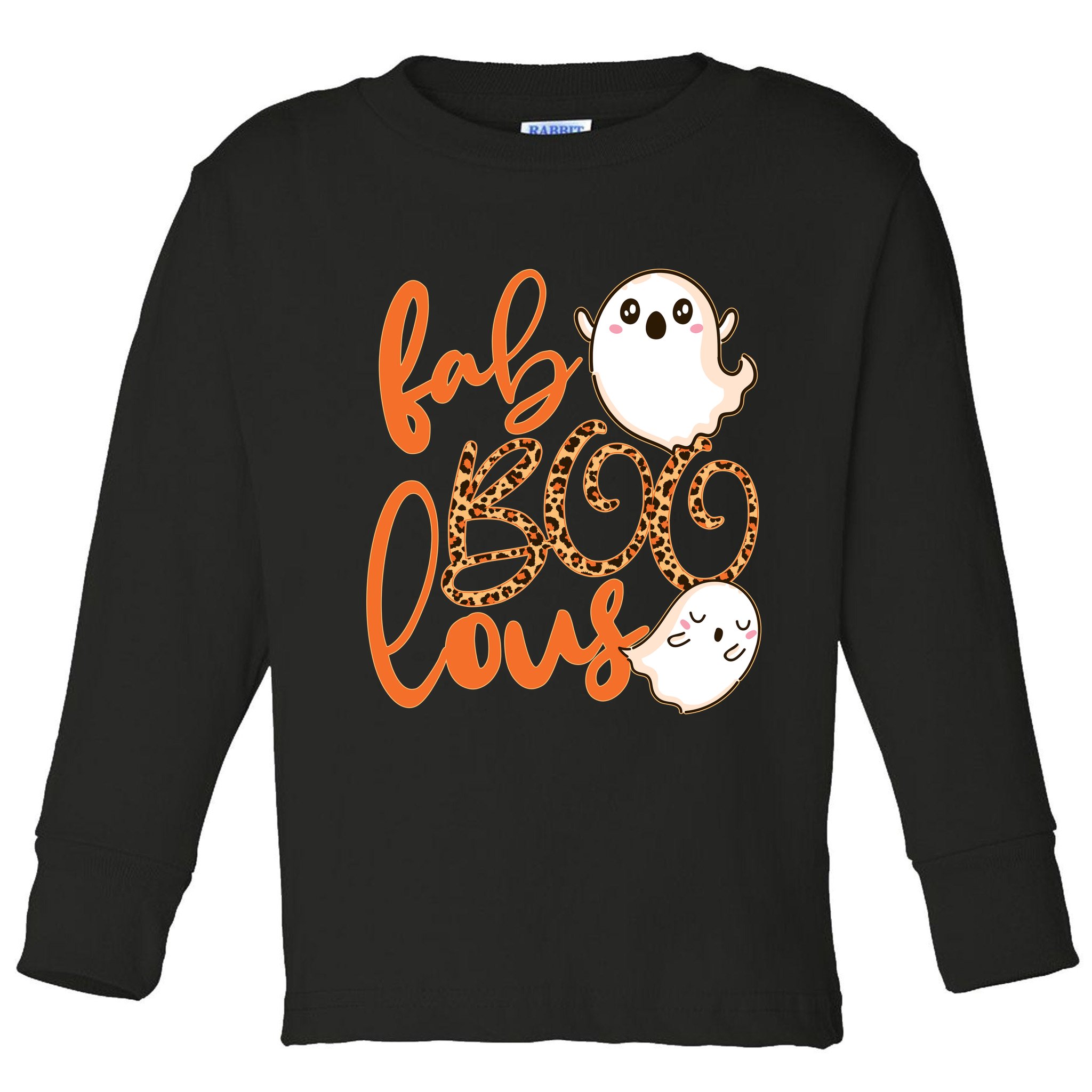 Stylish leopard Halloween Fab-BOO-lous Ghost Toddler Long Sleeve Shirt