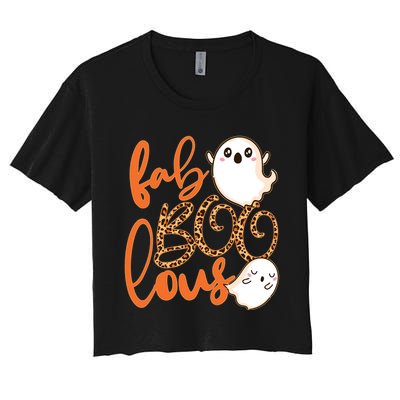 Stylish leopard Halloween Fab-BOO-lous Ghost Crop Top