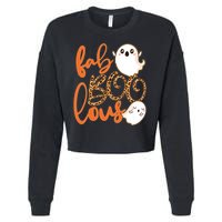 Stylish leopard Halloween Fab-BOO-lous Ghost Cropped Pullover Crew