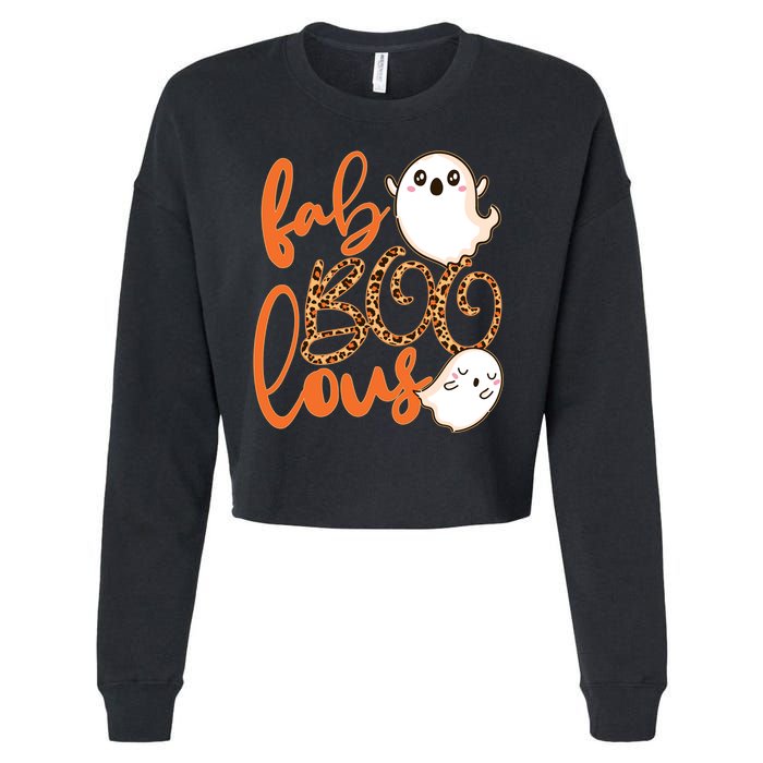 Stylish leopard Halloween Fab-BOO-lous Ghost Cropped Pullover Crew