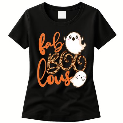 Stylish leopard Halloween Fab-BOO-lous Ghost Womens T-Shirt