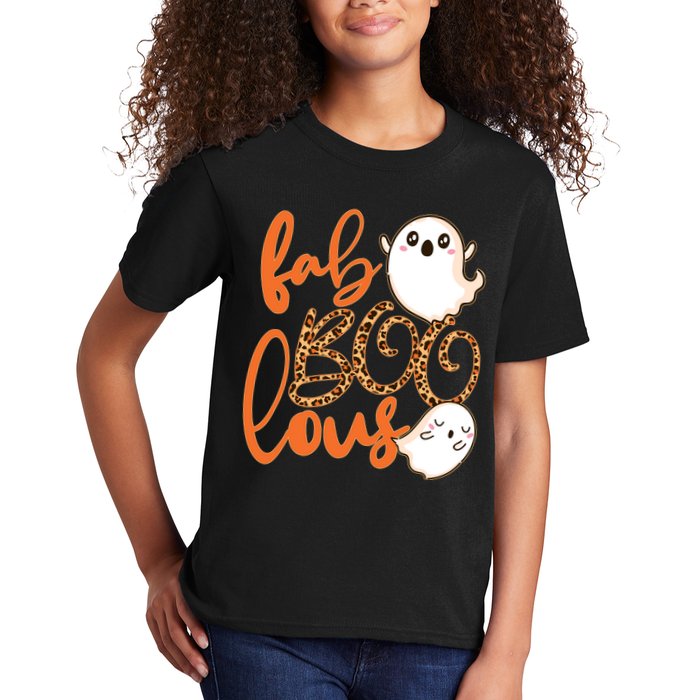 Stylish leopard Halloween Fab-BOO-lous Ghost Kids T-Shirt