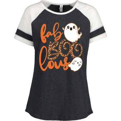 Stylish leopard Halloween Fab-BOO-lous Ghost Enza Ladies Jersey Colorblock Tee