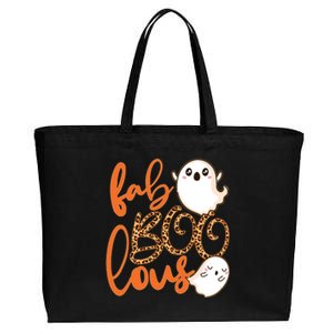 Stylish leopard Halloween Fab-BOO-lous Ghost Cotton Canvas Jumbo Tote