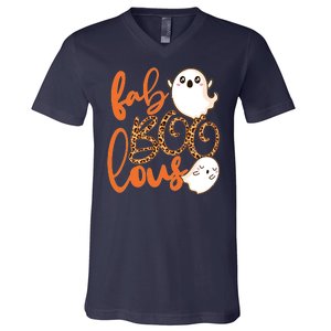 Stylish leopard Halloween Fab-BOO-lous Ghost V-Neck T-Shirt