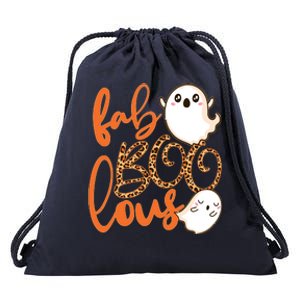 Stylish leopard Halloween Fab-BOO-lous Ghost Drawstring Bag