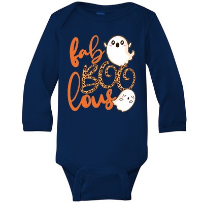 Stylish leopard Halloween Fab-BOO-lous Ghost Baby Long Sleeve Bodysuit