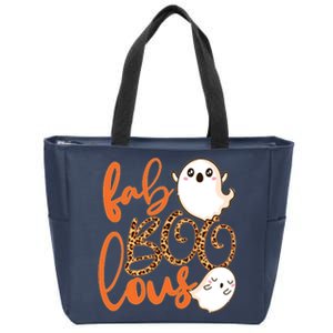 Stylish leopard Halloween Fab-BOO-lous Ghost Zip Tote Bag