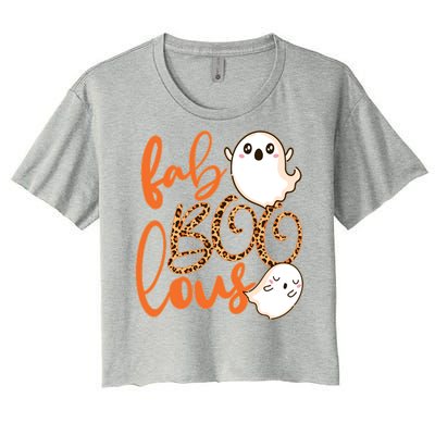 Stylish leopard Halloween Fab-BOO-lous Ghost Women's Crop Top Tee