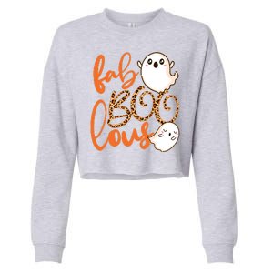 Stylish leopard Halloween Fab-BOO-lous Ghost Cropped Pullover Crew