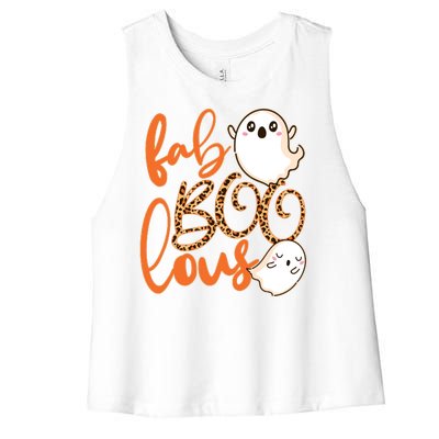 Stylish leopard Halloween Fab-BOO-lous Ghost Women's Racerback Cropped Tank