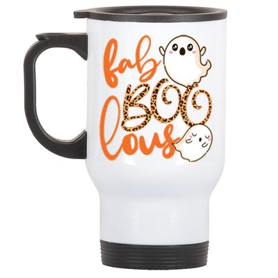 Stylish leopard Halloween Fab-BOO-lous Ghost Stainless Steel Travel Mug