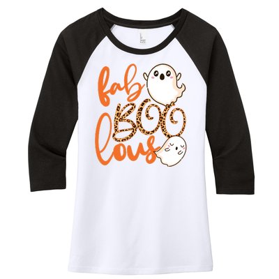 Stylish leopard Halloween Fab-BOO-lous Ghost Women's Tri-Blend 3/4-Sleeve Raglan Shirt