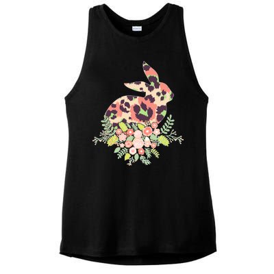 Stylish Leopard Pattern Easter Bunny Ladies PosiCharge Tri-Blend Wicking Tank