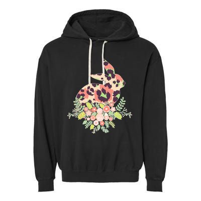 Stylish Leopard Pattern Easter Bunny Garment-Dyed Fleece Hoodie