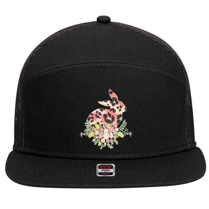 Stylish Leopard Pattern Easter Bunny 7 Panel Mesh Trucker Snapback Hat