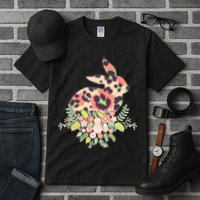 Stylish Leopard Pattern Easter Bunny Tall T-Shirt
