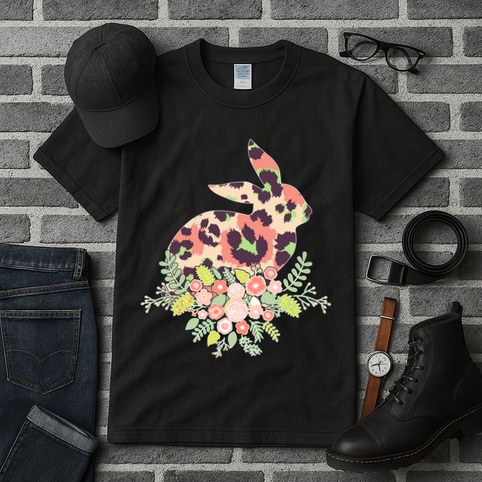 Stylish Leopard Pattern Easter Bunny Tall T-Shirt