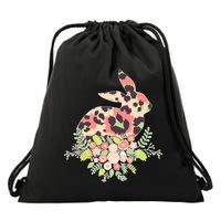 Stylish Leopard Pattern Easter Bunny Drawstring Bag