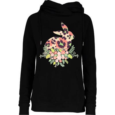 Stylish Leopard Pattern Easter Bunny Womens Funnel Neck Pullover Hood